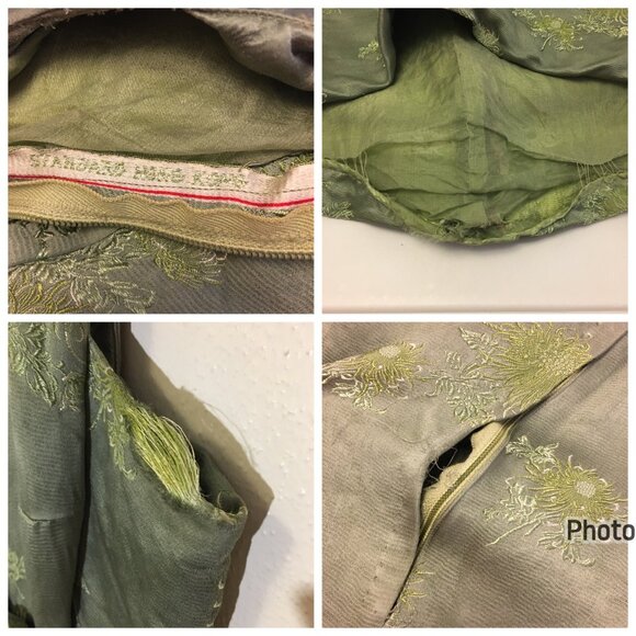 Vintage 50s 60s Green Party Dress with Bow Wiggle Cocktail Holiday Christmas (IB - Picture 5 of 16